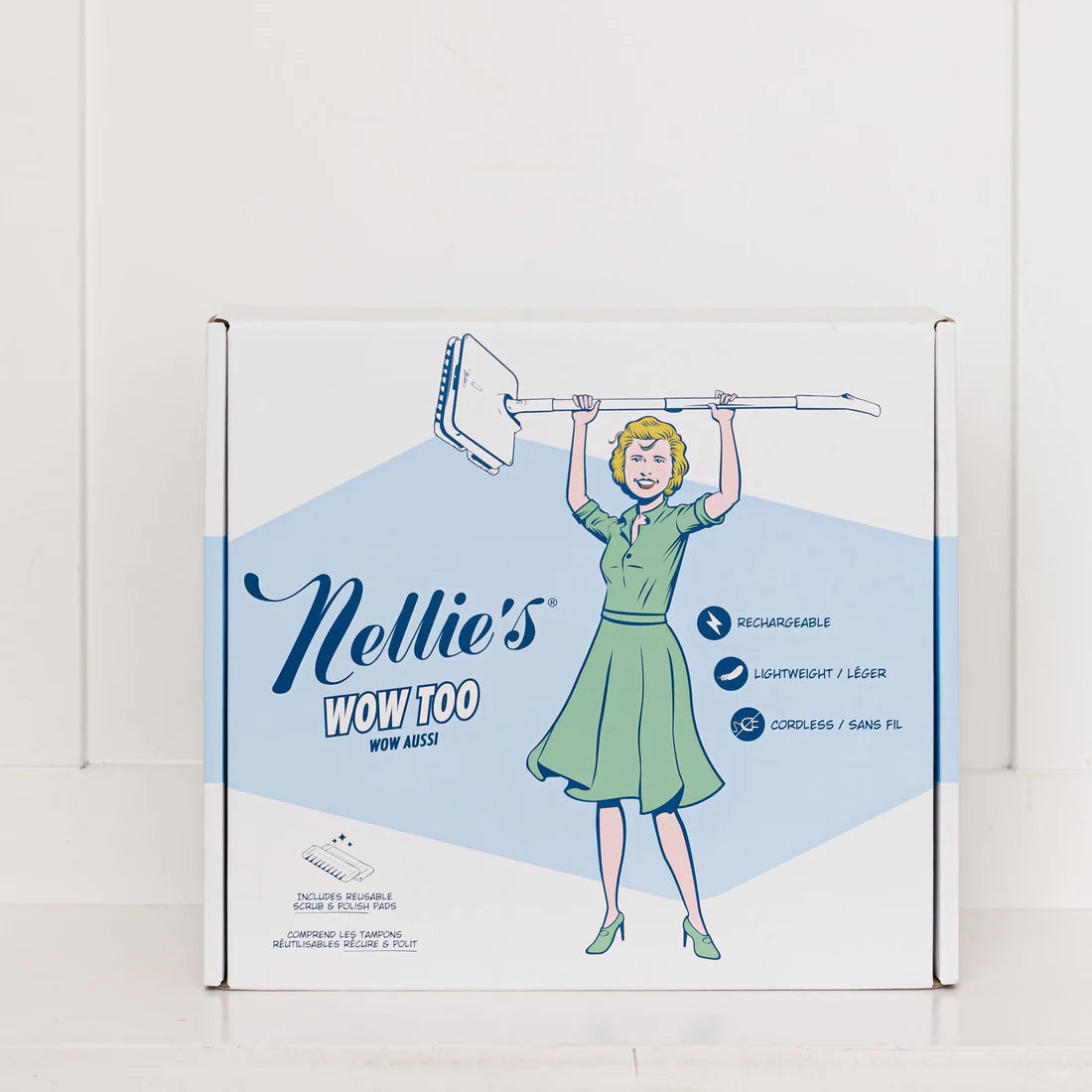 Nellie's WOW TOO Cordless Electric Mop - Lightweight Spin Mop for Hardwood Floors & Tile Cleaning - Perfect for Home, Kitchen & Pet Hair Removal