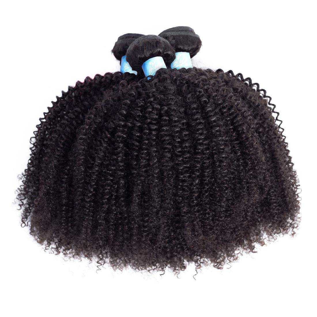 BLY 7A Mongolian Afro Kinky Curly Boho Human Hair Extensions - 3 Bundles Unprocessed Weft for African American Women (20/22/24 Inch) | Natural Black Color | Perfect for Protective Styles, Box Braids & Boho Chic Looks