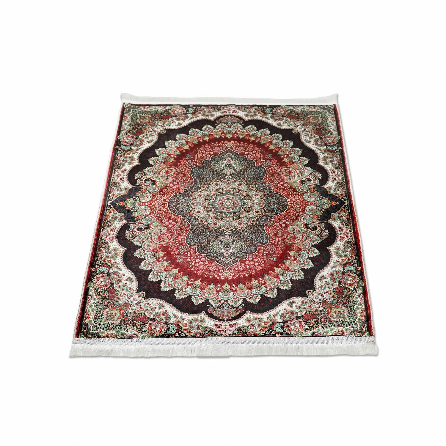 Premium Black & Red Classic Medallion Islamic Prayer Mat - Soft Muslim Prayer Rug for Home, Mosque & Travel - Non-Slip Design for Comfortable Salah & Dua Worship