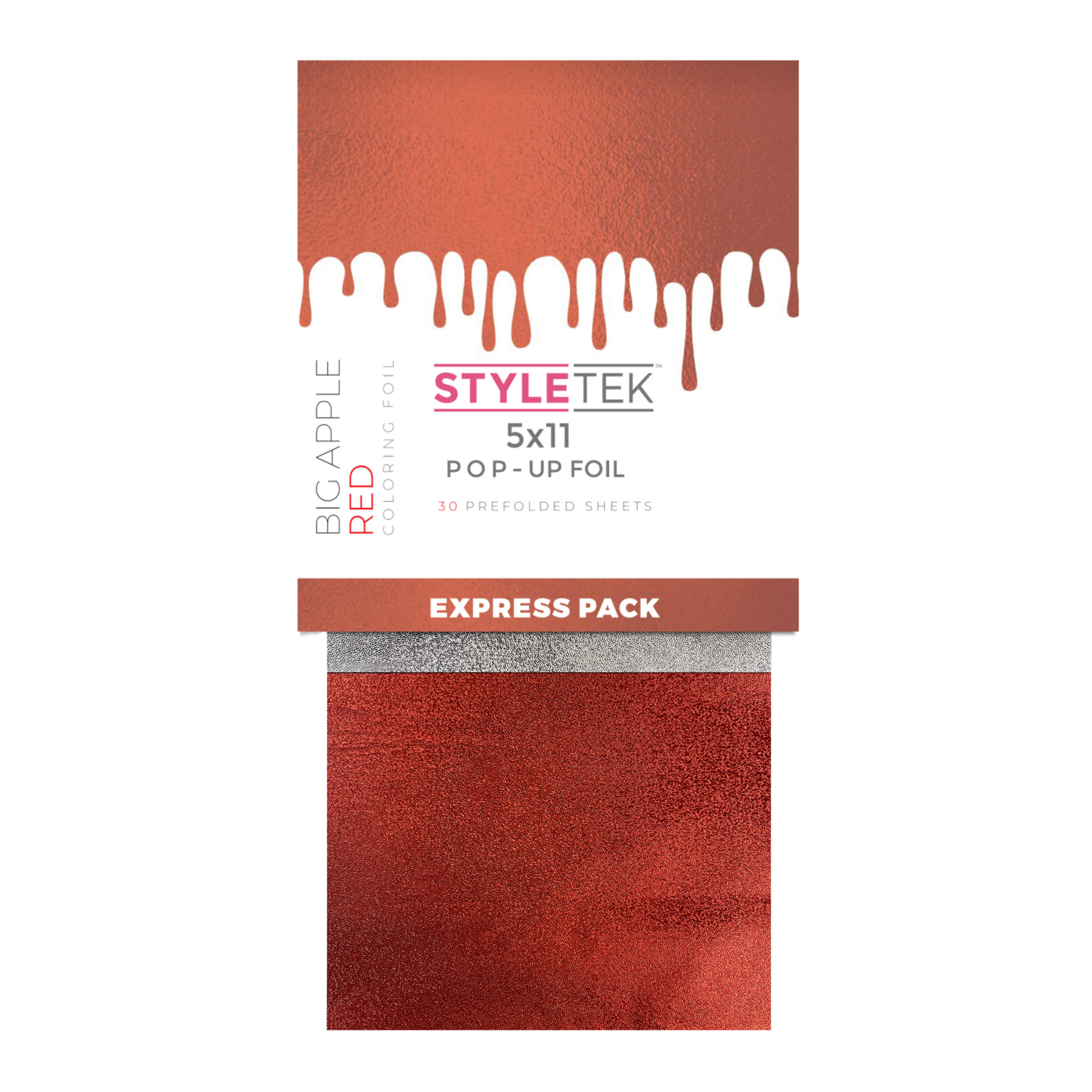Styletek 5x11 Inch Pre-Cut Pop-Up Foil Sheets - Heavy Texture, Vibrant Red (500 Sheets) for Gift Wrapping, Scrapbooking & DIY Crafts