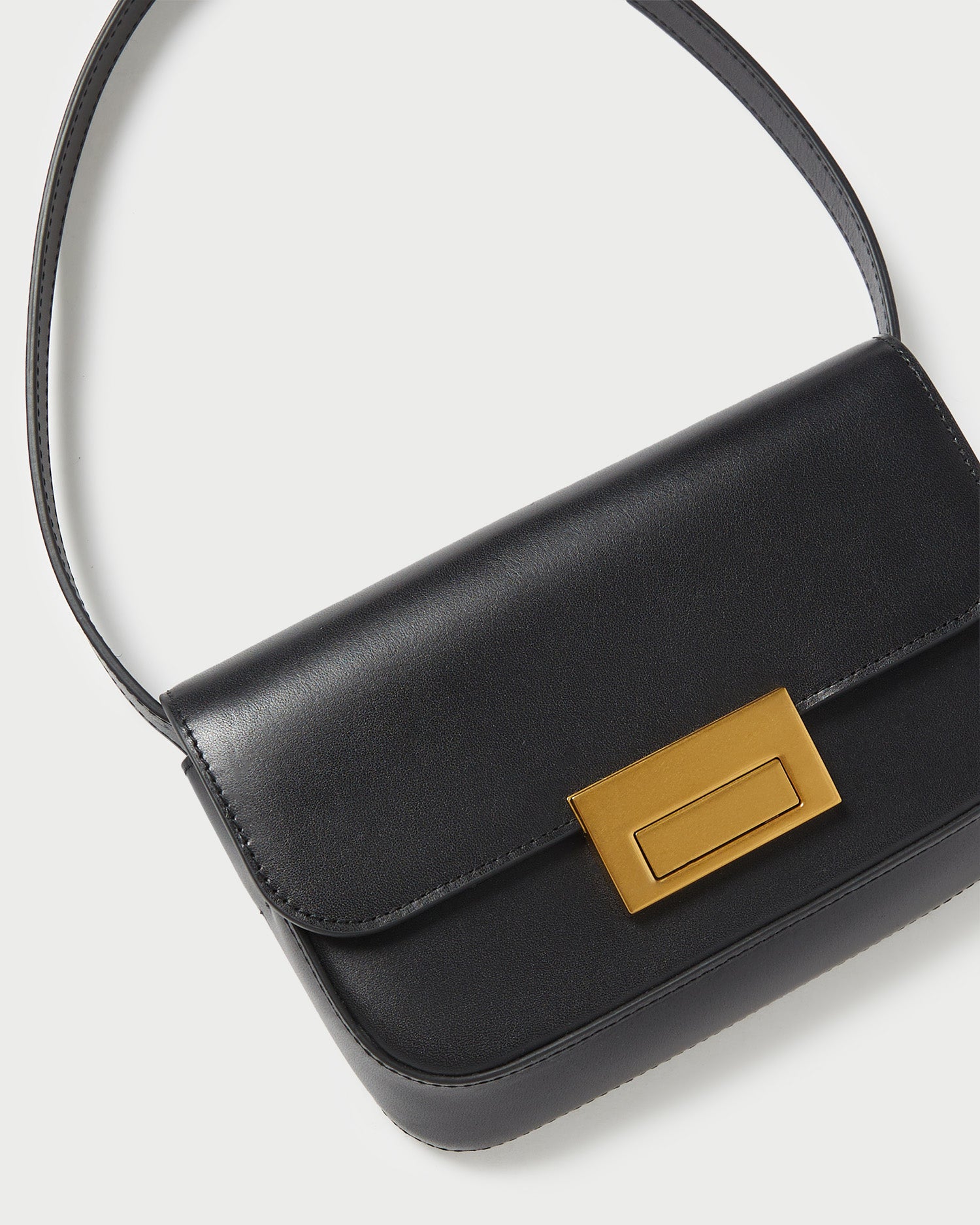 Stefania Black Leather Baguette Bag for Women - Stylish Crossbody Purse with Adjustable Strap, Perfect for Work, Travel & Evening Out