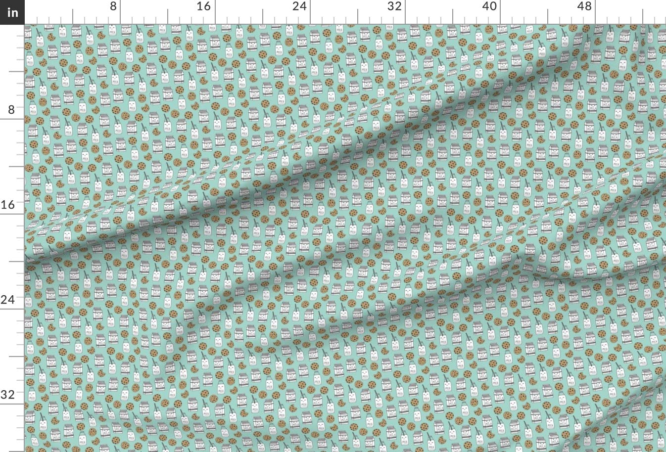 Premium Spoonflower Fabric - Milk Cookies Mint Food Themed Cute Novelty Print for Kids Nursery on Soft Minky Fabric - Fat Quarter for Sewing Baby Blankets, Quilt Backing & Plush Toys | Perfect for DIY Baby Gifts, Nursery Decor & Children's Bedroom Projects