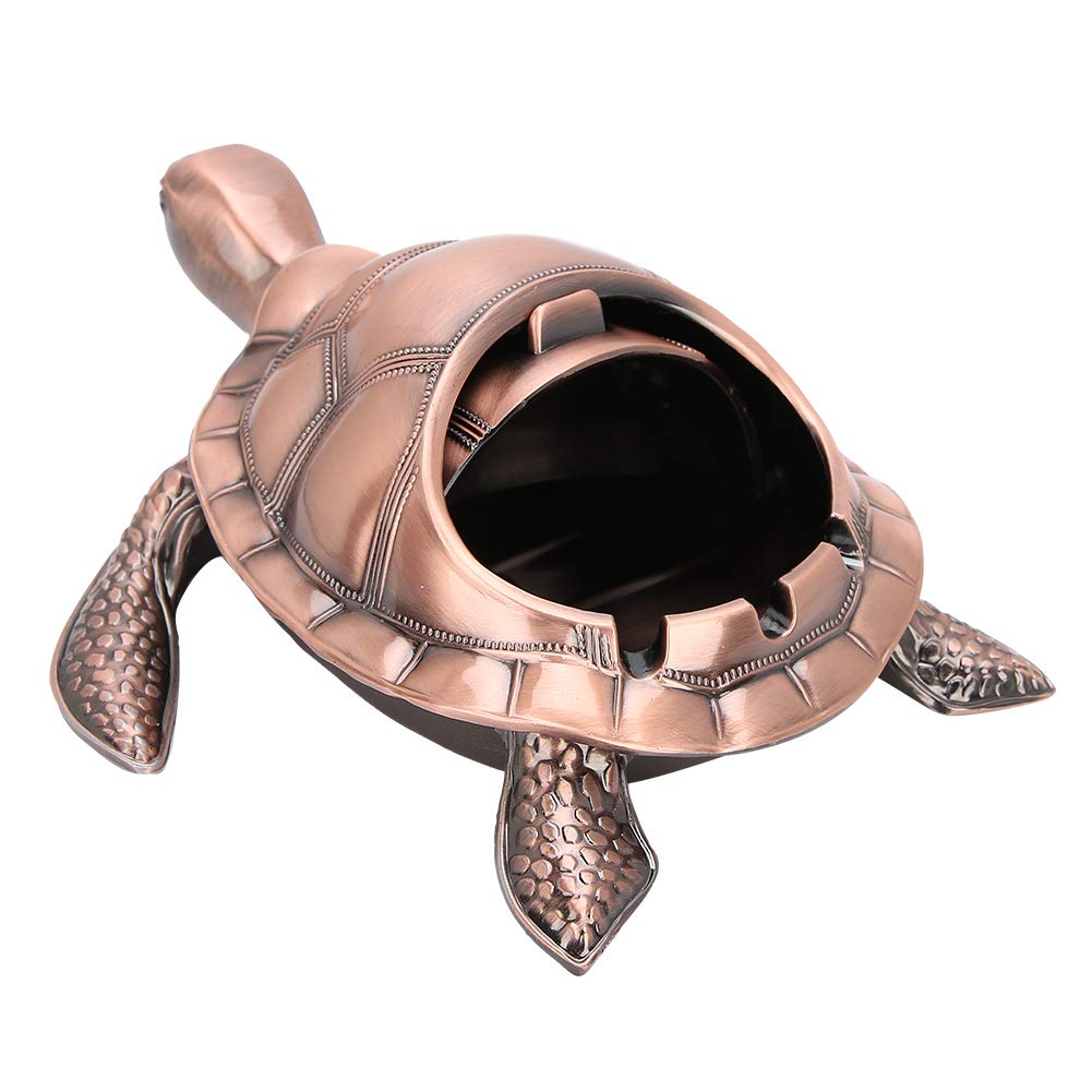 Premium 3D Embossed Windproof Metal Ashtray - Portable Tabletop Decor for Indoor/Outdoor Use (Red Copper) | Perfect for Patio, Smoking Lounge, Office & Home Decor