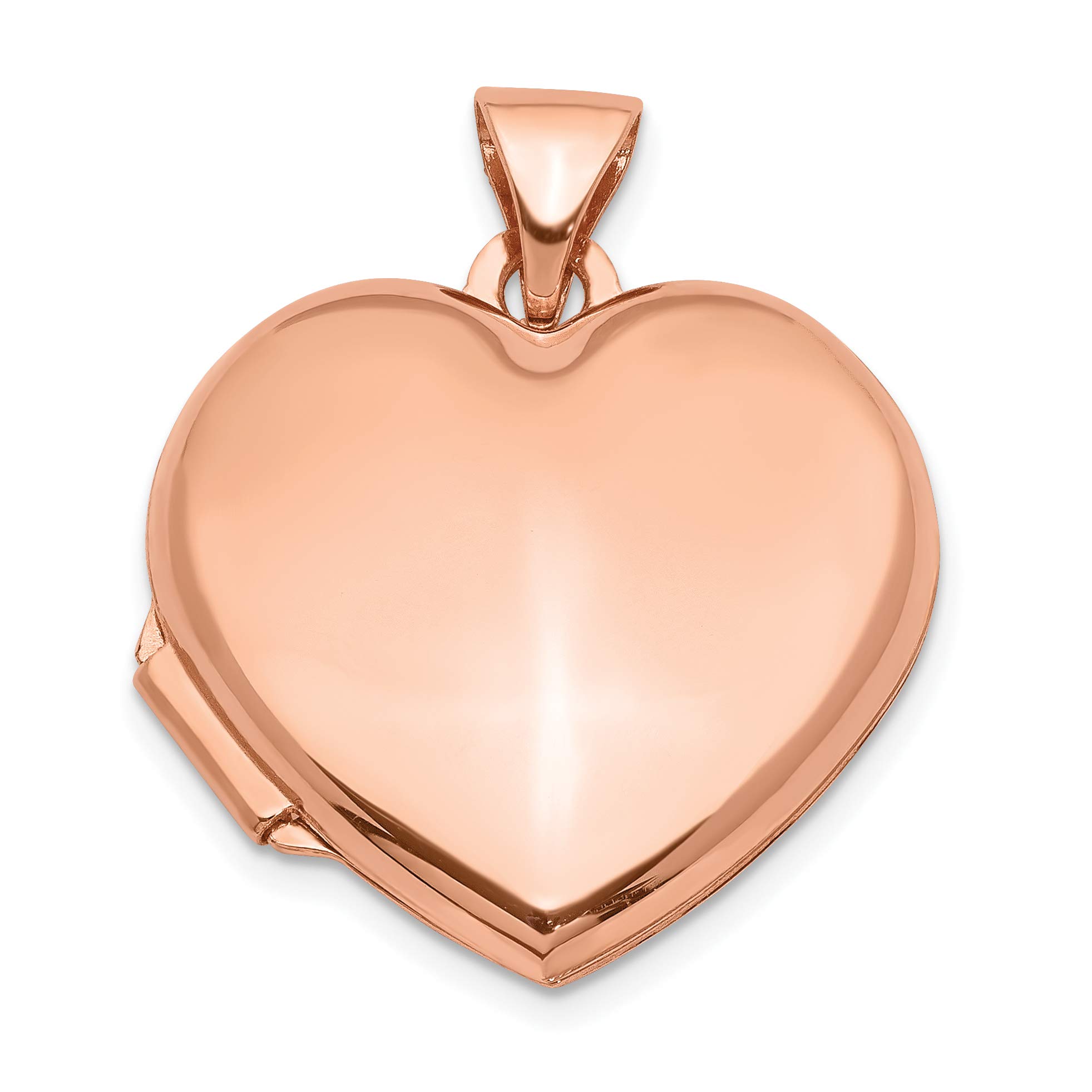 14K Rose Gold 18mm Domed Heart Locket Necklace - Elegant Jewelry Gift for Women, Girls - Perfect for Valentine's Day, Anniversary & Special Occasions