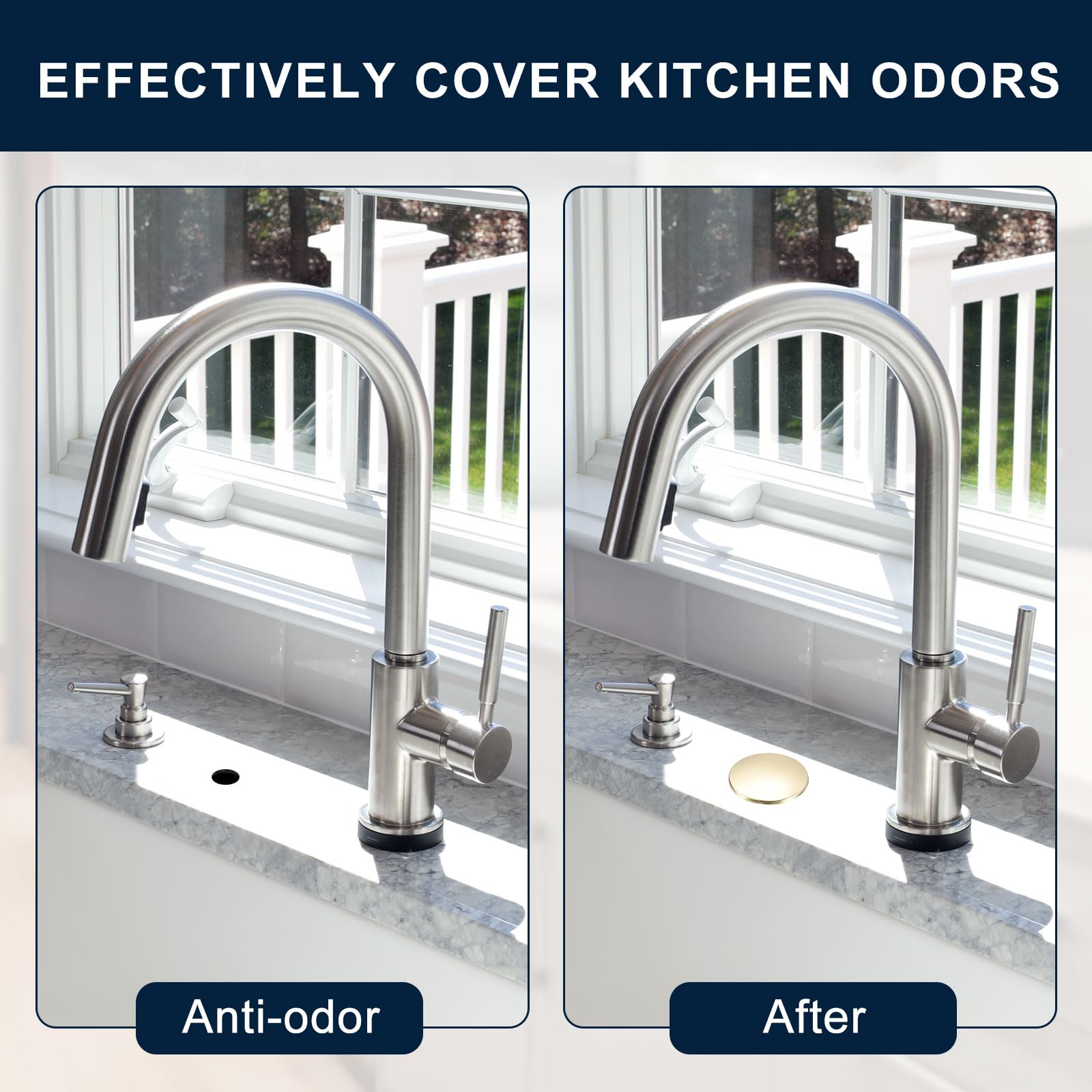 3Pcs Zinc Alloy Kitchen Sink Hole Covers - Faucet & Soap Dispenser Hole Covers for Washbasin Countertop Space Saving (Champagne Gold) | Perfect for Bathroom, RV, Laundry Room & Kitchen Renovation