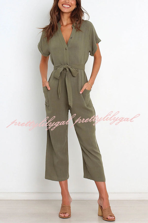 Stylish Women's Pocketed Button-Up Straight Leg Jumpsuit | Casual & Office Wear | Perfect for Work, Travel & Everyday Outfits