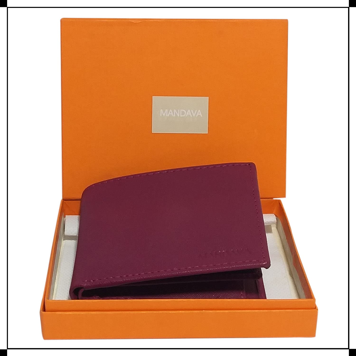 Genuine Safiano Leather Unisex Bifold Wallet for Men & Women - Slim RFID Blocking Credit Card Holder - Maroon | Perfect for Everyday Use, Travel & Gift Giving