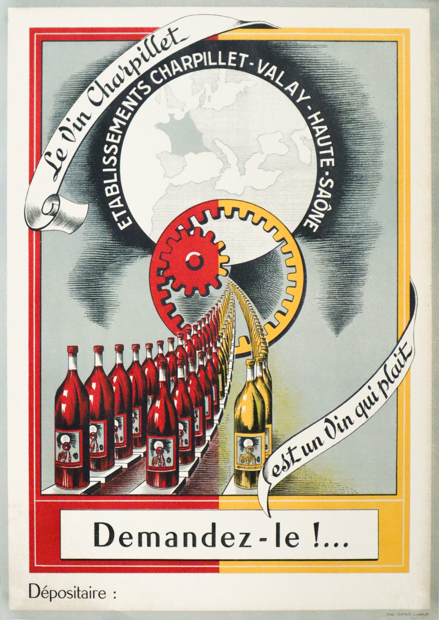 Vintage 1920s French Wine Poster - Le Vin Charpillet est un vin qui plait (Charpillet Wine is the Wine that Pleases) - Perfect for Home Bar Decor, Wine Cellar Art & Vintage Collectors