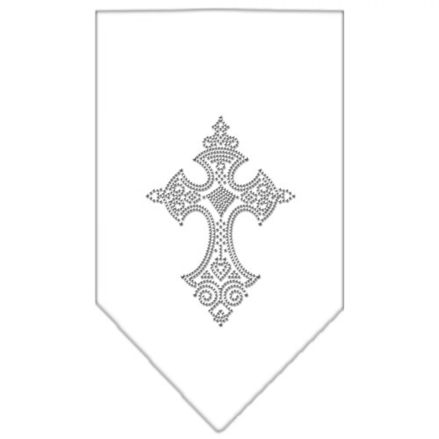 Sparkling Rhinestone Cross Dog Bandana - Elegant White Pet Bandana for Small Dogs - Perfect for Holidays, Parties & Special Occasions