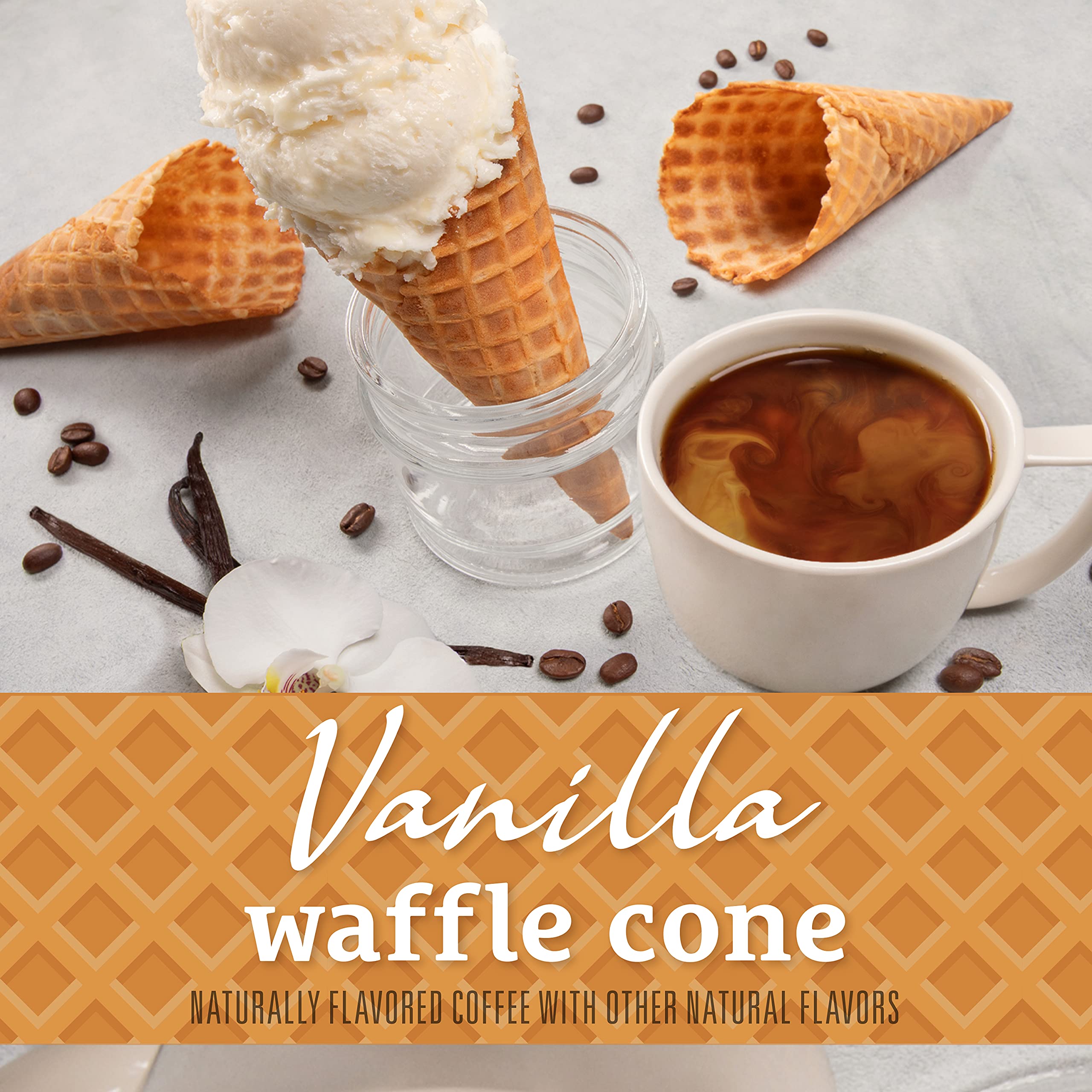 Community Coffee Vanilla Waffle Cone - Ice Cream Flavored Ground Coffee, 11oz Bag | Perfect for Morning Brew, Afternoon Pick-Me-Up & Dessert Pairing