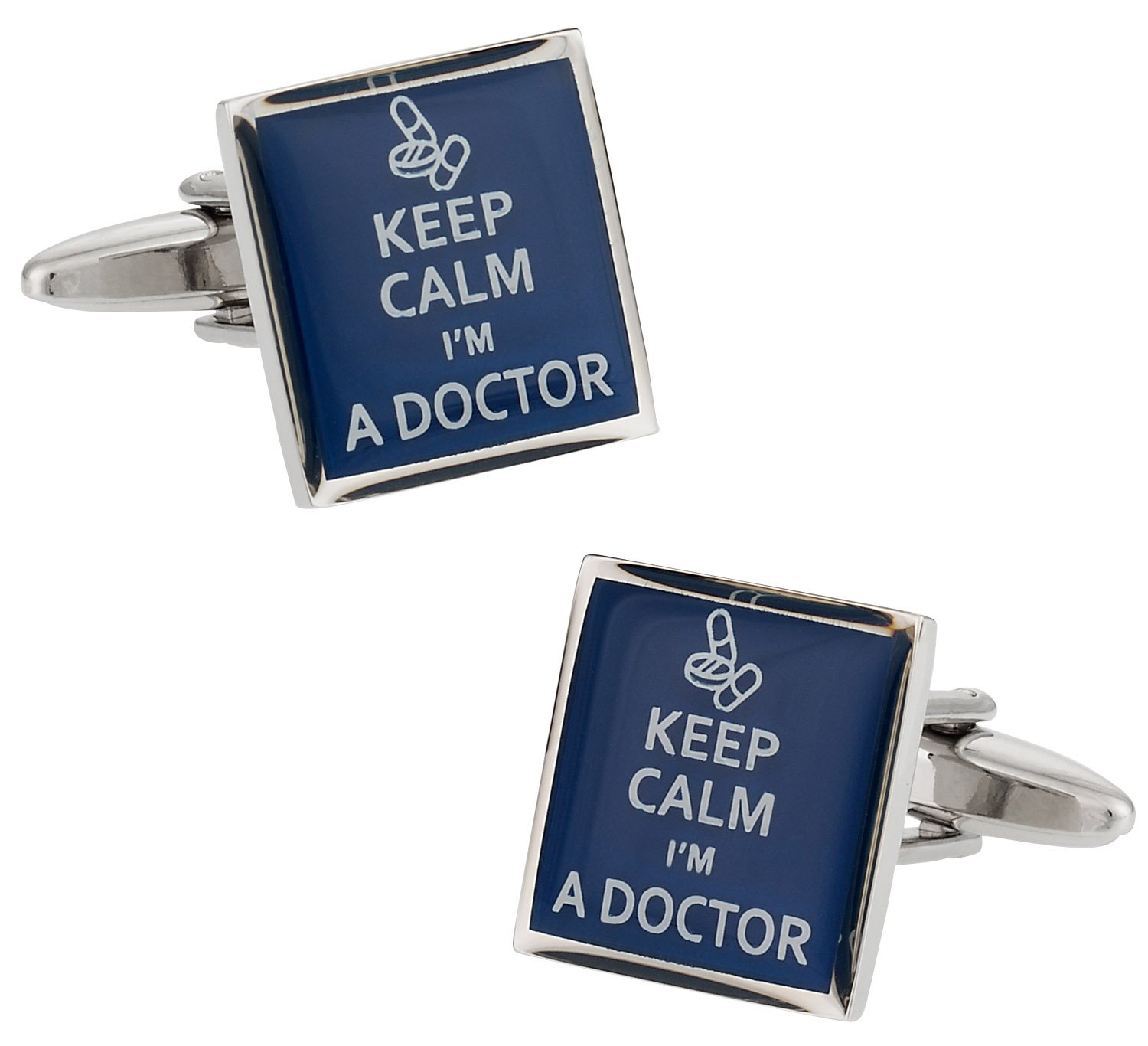 Keep Calm Doctor Cufflinks - Funny Novelty Cuff Links for Men with Travel Presentation Gift Box - Perfect for Medical Professionals, White Coat Ceremony & Graduation Gifts