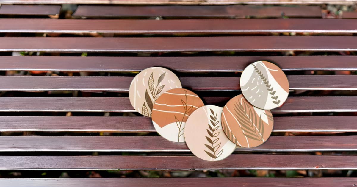 My Creative Hut Set of 6 Tea Coasters with Stand - Beautiful Jungle Design for Tea Cups, Coffee Mugs & Glasses - Perfect for Home Decor, Office Use & Diwali Gifting - Waterproof & Heat Resistant