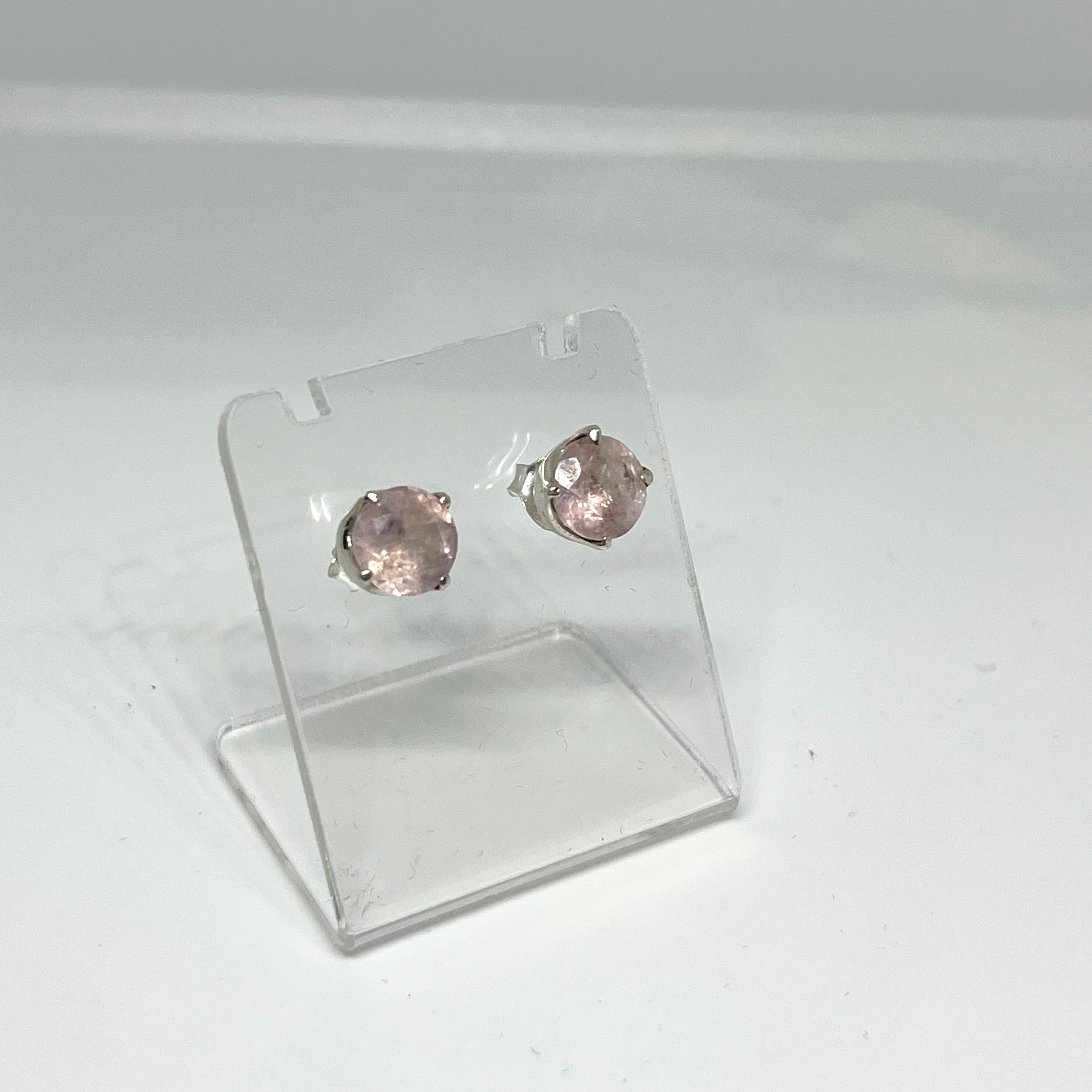Morganite Round Faceted Gemstone 4-Prong Stud Earrings for Women - PSE012 | Elegant Jewelry for Weddings, Parties & Everyday Wear