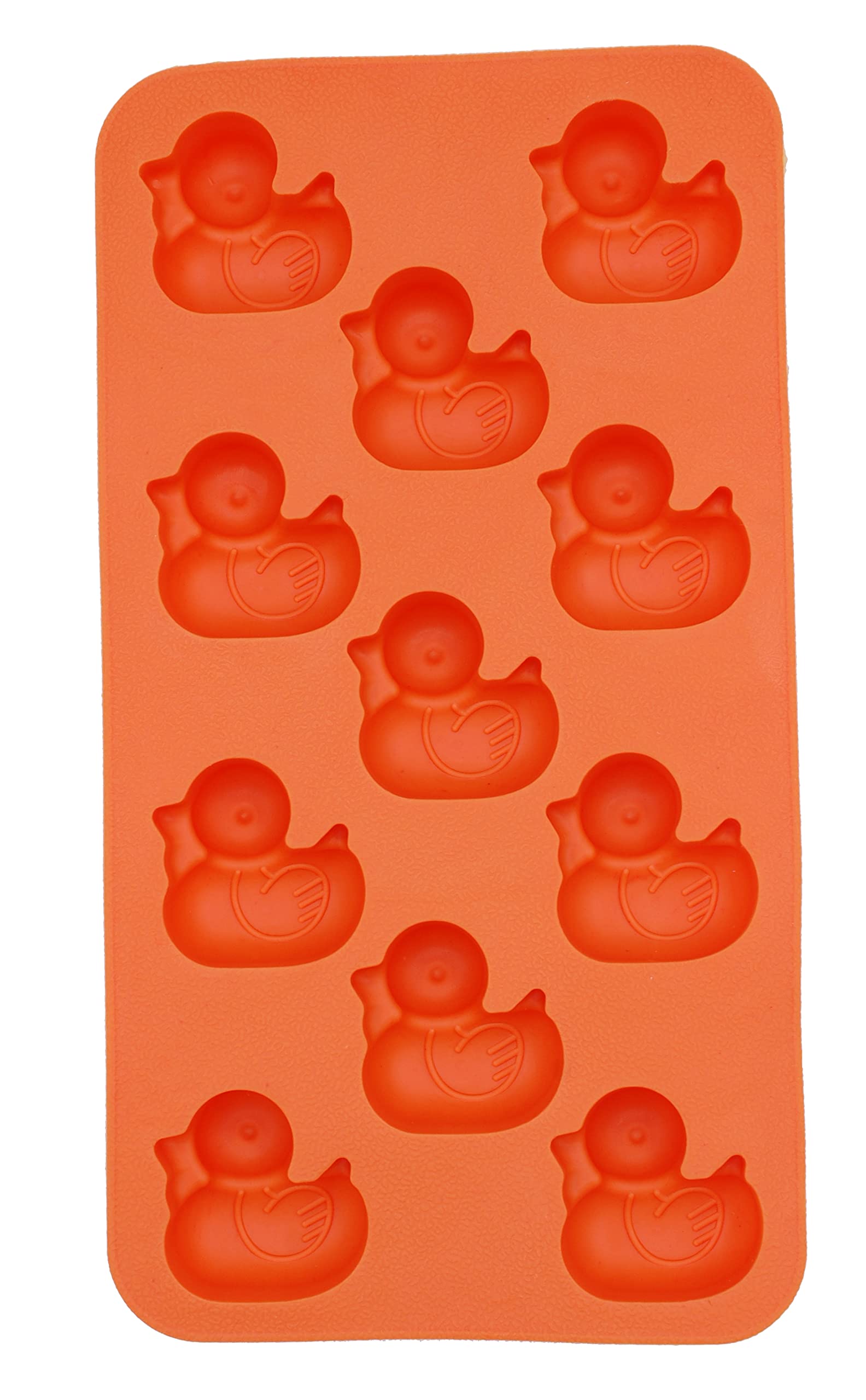 Duck-Shaped Silicone Ice Cube Tray - 5 Pack Orange Freezer Mold for Jelly, Chocolate & Cake Making | Perfect for Parties, Cocktails & Kids Snacks