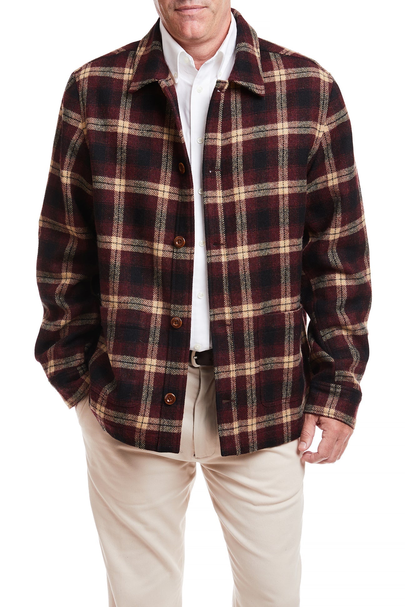 Premium Tweedbank Milled Wool Jacket - Classic Red & Tan Plaid Pattern - Warm Winter Coat for Men & Women - Perfect for Office, Outdoor Activities & Casual Wear