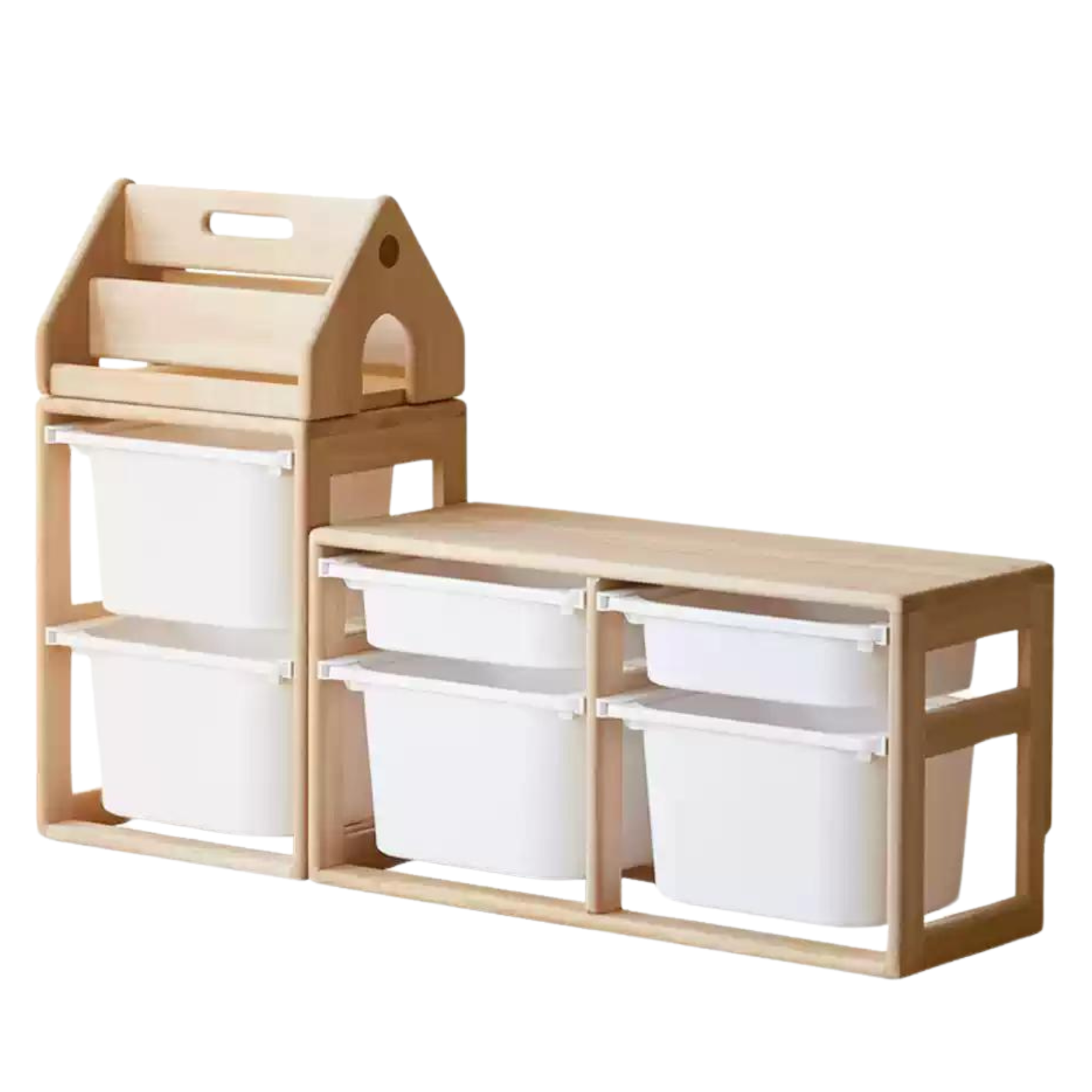 **Solid Wood Montessori Toy Storage Shelf for Kids - Organize Playroom, Nursery & Bedroom Toys - Eco-Friendly Poplar Wood Children's Bookshelf**