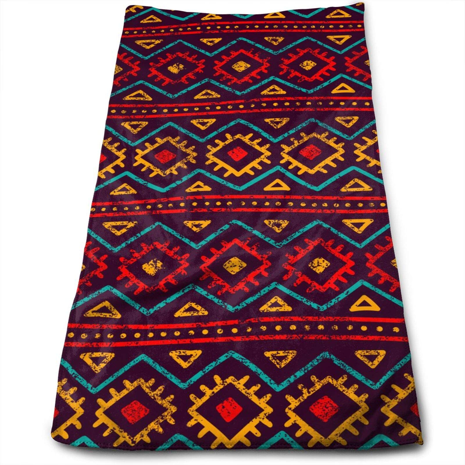 Mexican Towel - Red and Blue Hand Towel with Retro Boho Ethnic Geometric Stripes | Soft & Absorbent for Bathroom, Beach, Kitchen Decor, Hotel, Yoga & Spa | Luxury Mexican Face & Fingertip Towel
