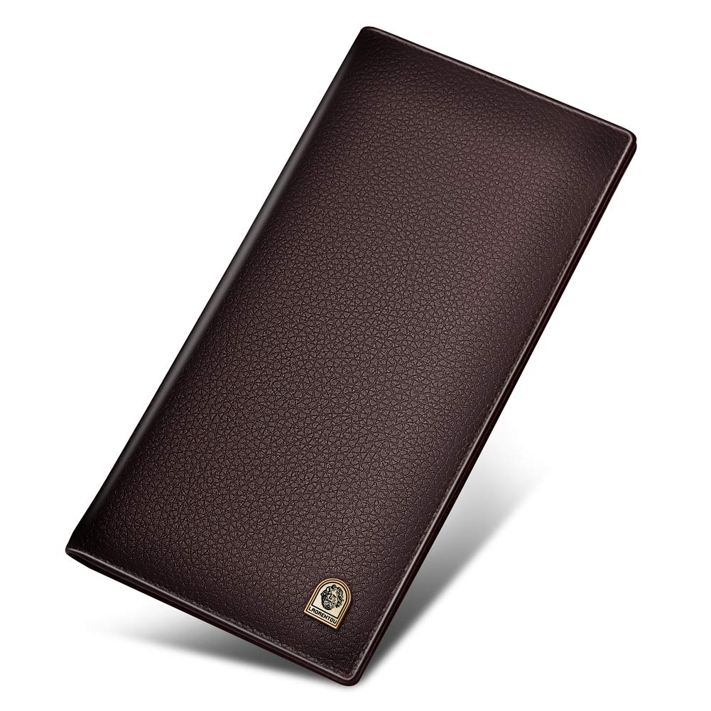 LAORENTOU Genuine Leather Bifold Wallet for Men with Zipper Coin Pocket - Slim RFID Blocking Money Clip Wallet - Perfect for Everyday Carry, Travel & Business (Brown)