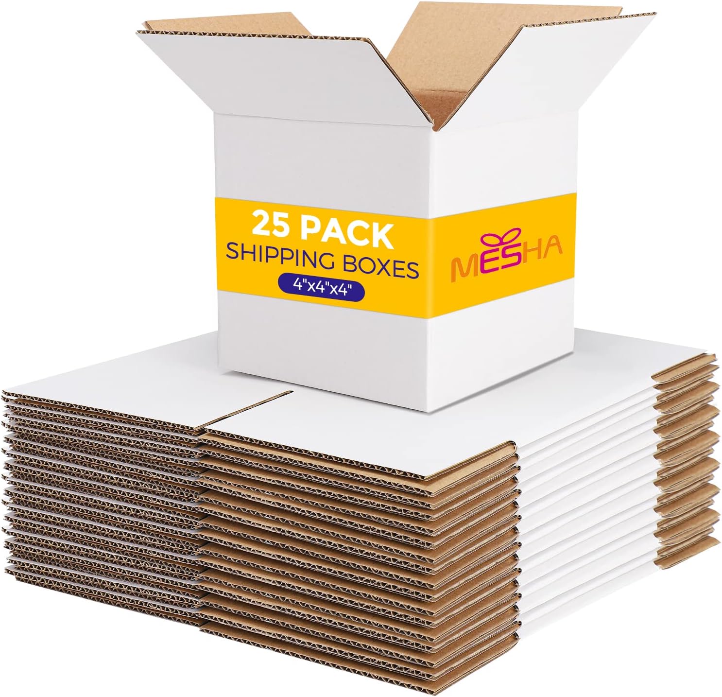 4x4x4 Inch Corrugated Cardboard Boxes - Small Shipping Boxes for Ecommerce, Packing & Mailing - Perfect for Jewelry, Crafts & Small Business Shipping Needs