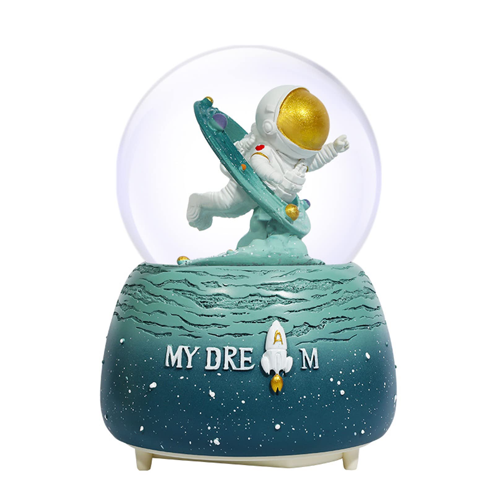 80MM Musical Glitter Astronaut Snow Globe with Starry Sky Design - Perfect Space-Themed Gift for Kids, Boys & Girls | Birthday Present & Home Decoration for Space Enthusiasts | Ideal for Bedroom Decor, Playroom Accent & Educational STEM Toy