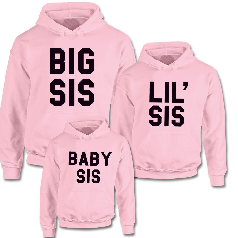 Big Sis Lil Baby Sis Matching Pastel Pink Hoodies 00 (MRK X) - Cute Family Outfits for Sibling Bonding & Twin Photos