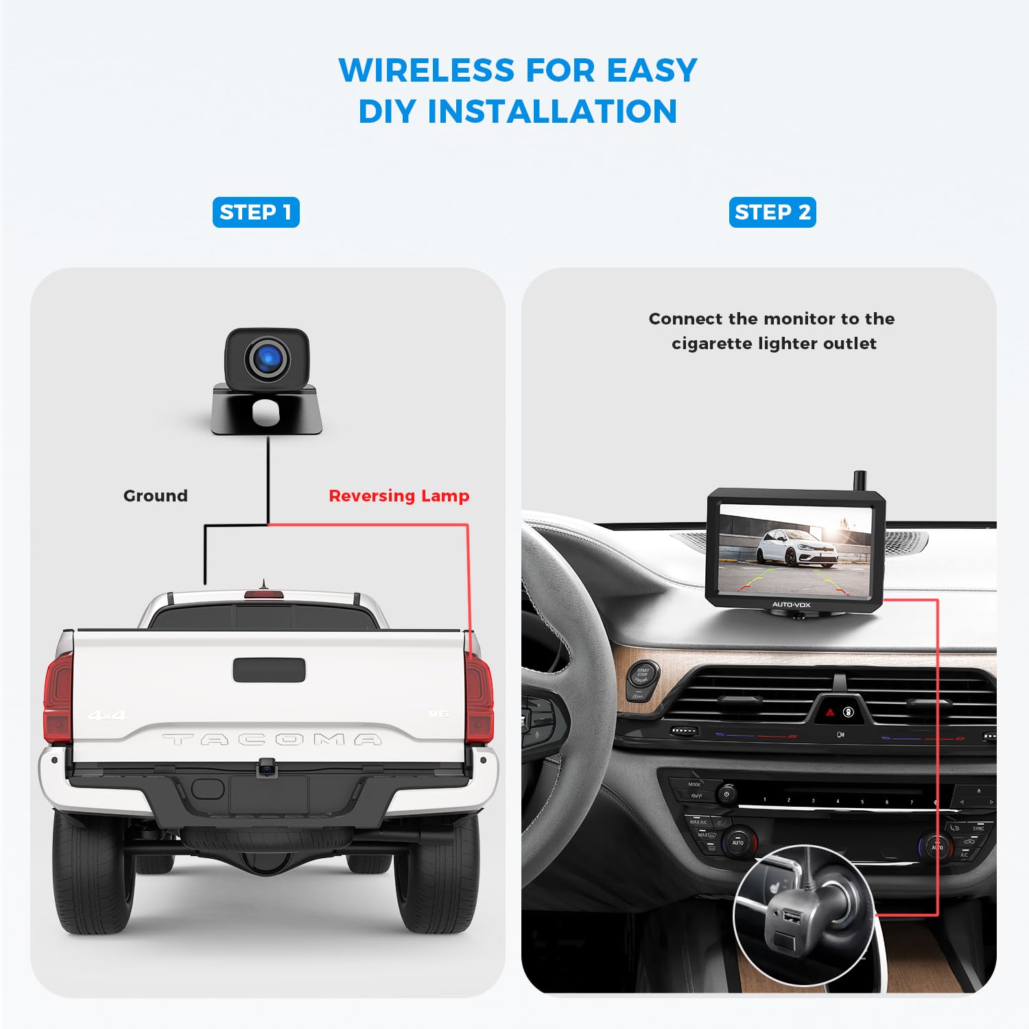 AUTO-VOX W7 Wireless Backup Camera System - 5