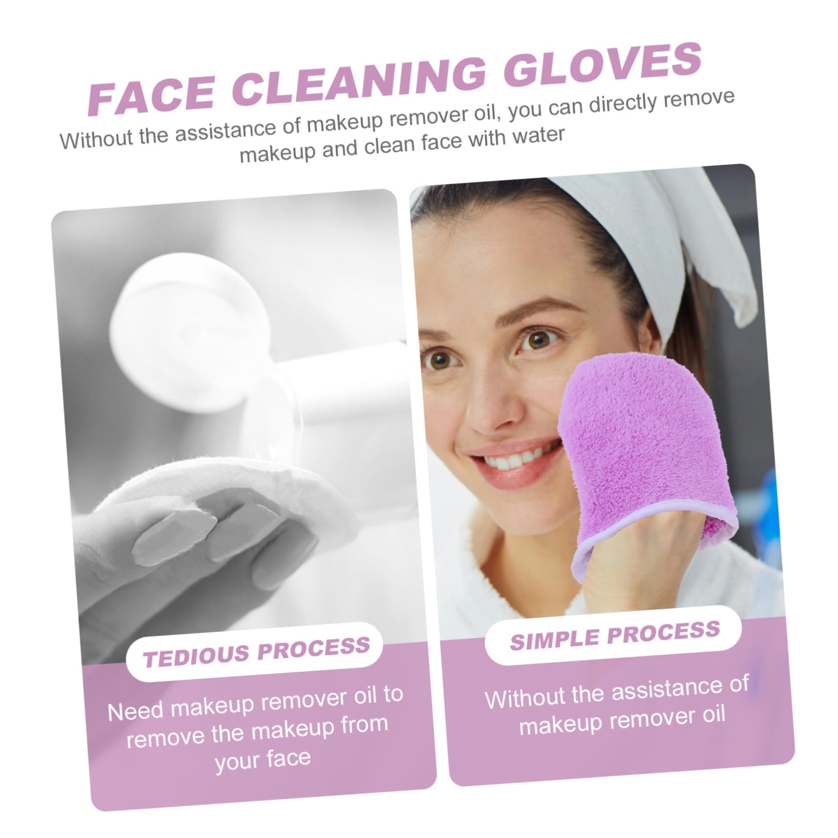 SaditY 8 Pcs Makeup Remover Gloves - Exfoliating Facial Mitts & Microfiber Washcloths for Gentle Cleansing | Reusable Bath Mitts & Makeup Pads | Perfect for Spa, Travel & Daily Skincare Routine