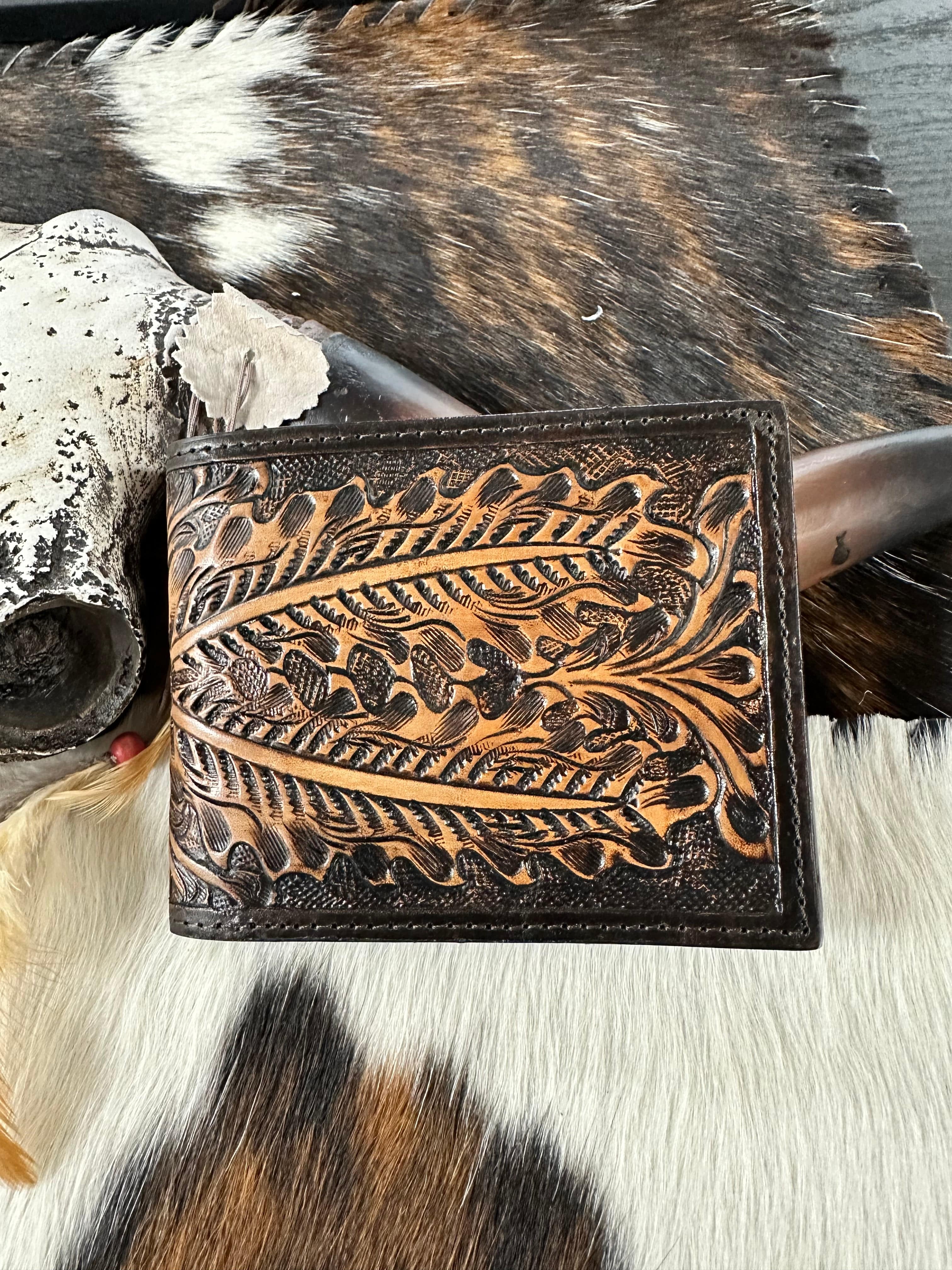 Floral Print Leather Wallet for Men & Women - Ranger Belt Company - Stylish & Durable RFID Blocking Bifold Wallet for Everyday Use, Travel & Gifts