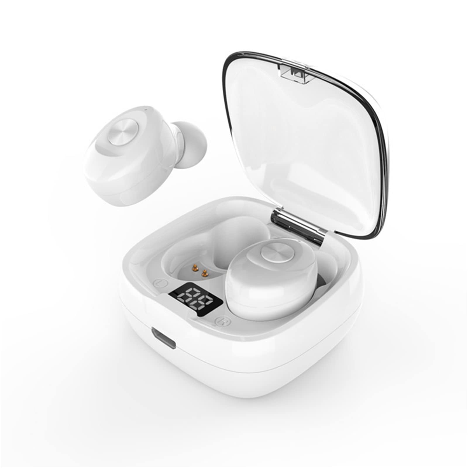 MeiPingH Wireless Bluetooth Earbuds with Charging Case, IPX5 Waterproof, Built-in Mic, Digital LED Display - Perfect for Running, Gym, Workouts & Travel (White)