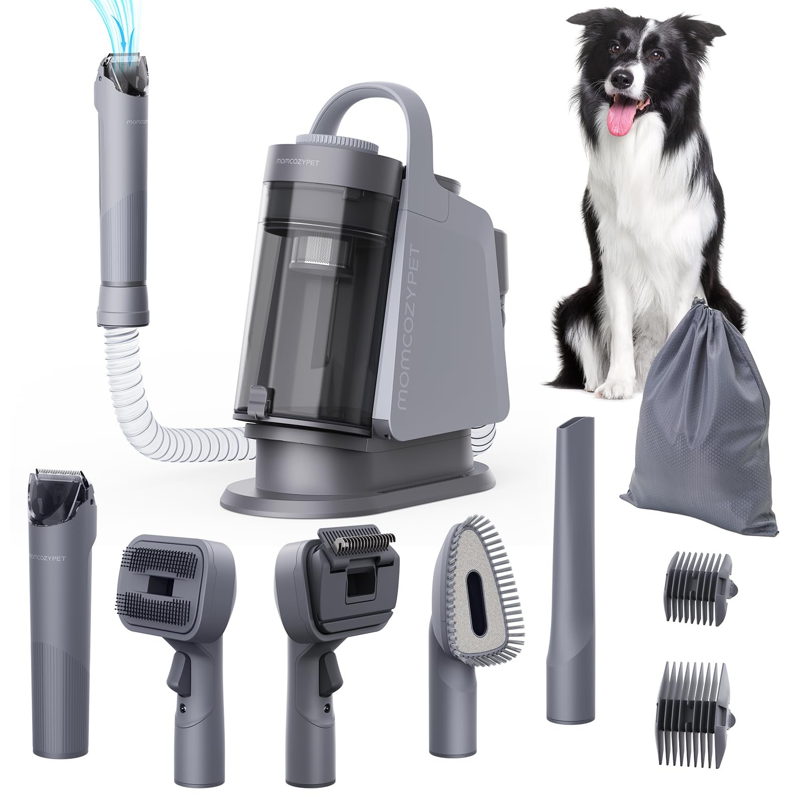 FurEase Dog Grooming Kit - 13000Pa Powerful Pet Vacuum for Shedding with 5 Grooming Tools & Clippers | Professional Dog Hair Care for Home Grooming & Shedding Control