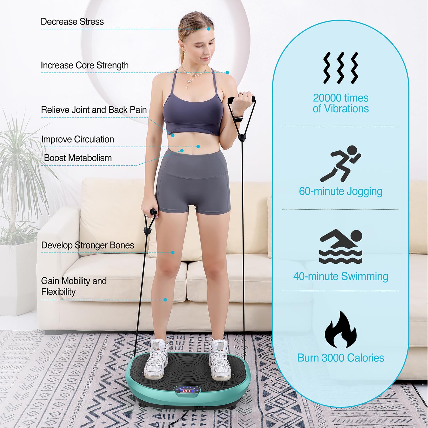 AXV Vibration Plate Exercise Machine - Whole Body Workout Platform for Weight Loss, Toning & Fitness | Power Vibration Technology for Home Gym & Wellness | Perfect for Home Workouts, Physical Therapy & Recovery