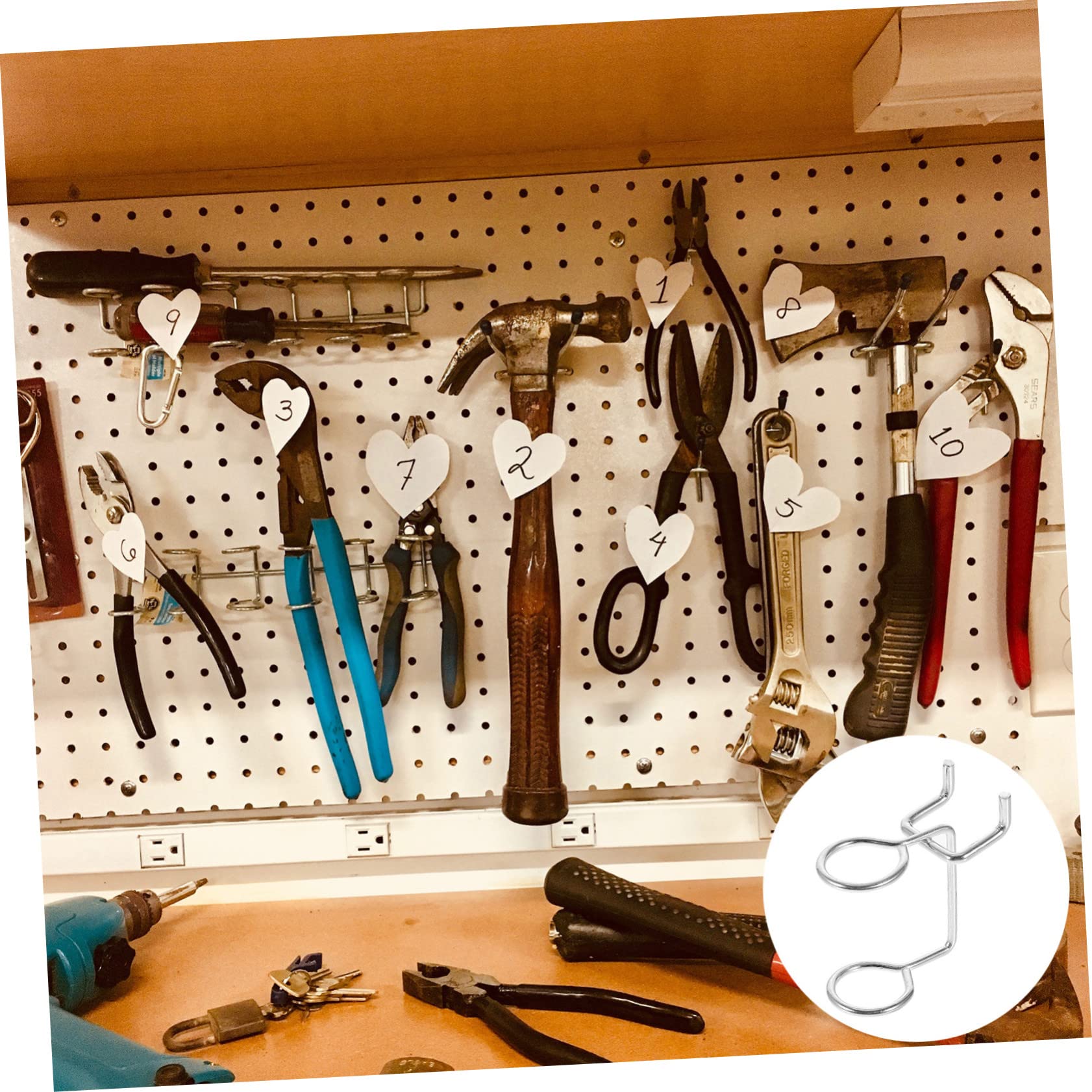 DOITOOL 10-Pack Double-Ring Pegboard Hooks - Heavy Duty Utility Tool Holders for Screwdrivers, Pliers & More - Durable Pegboard Accessories for Garage, Workshop & DIY Organization (Perfect for Home, Office & Craft Rooms)