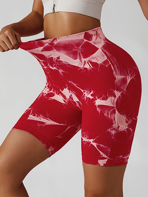 ZASUWA Women's Seamless Tie-Dye High Waisted Skinny Shorts - Trendy Summer Fashion for Gym, Yoga, Beach & Casual Wear