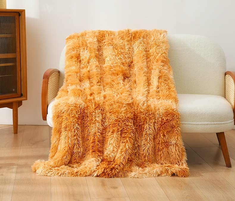 Premium Extra Soft Faux Fur Throw Blanket - Long Hair Shaggy Plush Blanket 80