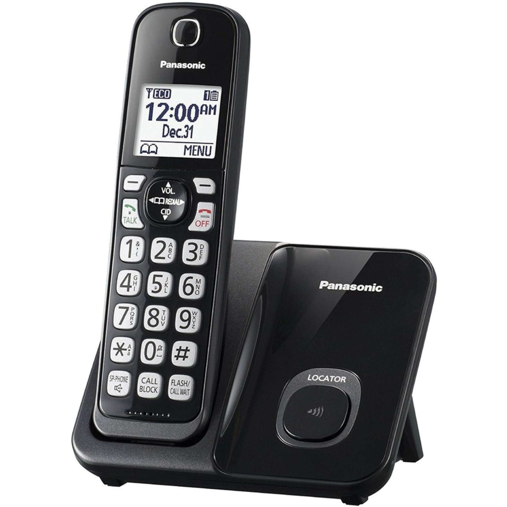 Panasonic KX-TGD510B Expandable Cordless Phone with Call Block - 1 Handset, Black, 7.2