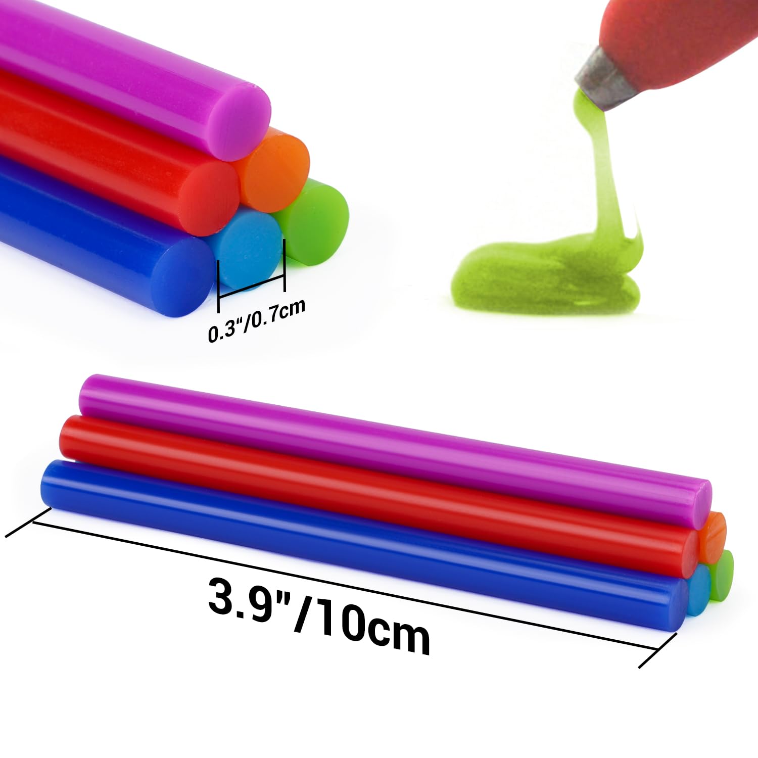 ENPOINT 72-Pack Colored Hot Glue Sticks - 0.27 x 3.93 Inch Mini EVA Adhesive for DIY Crafts, Art Projects, Home Repairs & School Supplies - 12 Vibrant Colors for Creative Bonding & Quick Fixes