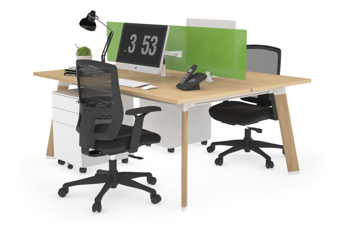2 Person Workstation with Wood Imprint Frame - 1400L x 700W - Perfect for Office Collaboration & Home Workspaces