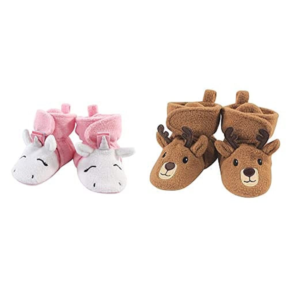 Cozy Fleece Booties for Baby Girls 12-18M - Pink Unicorn for Winter