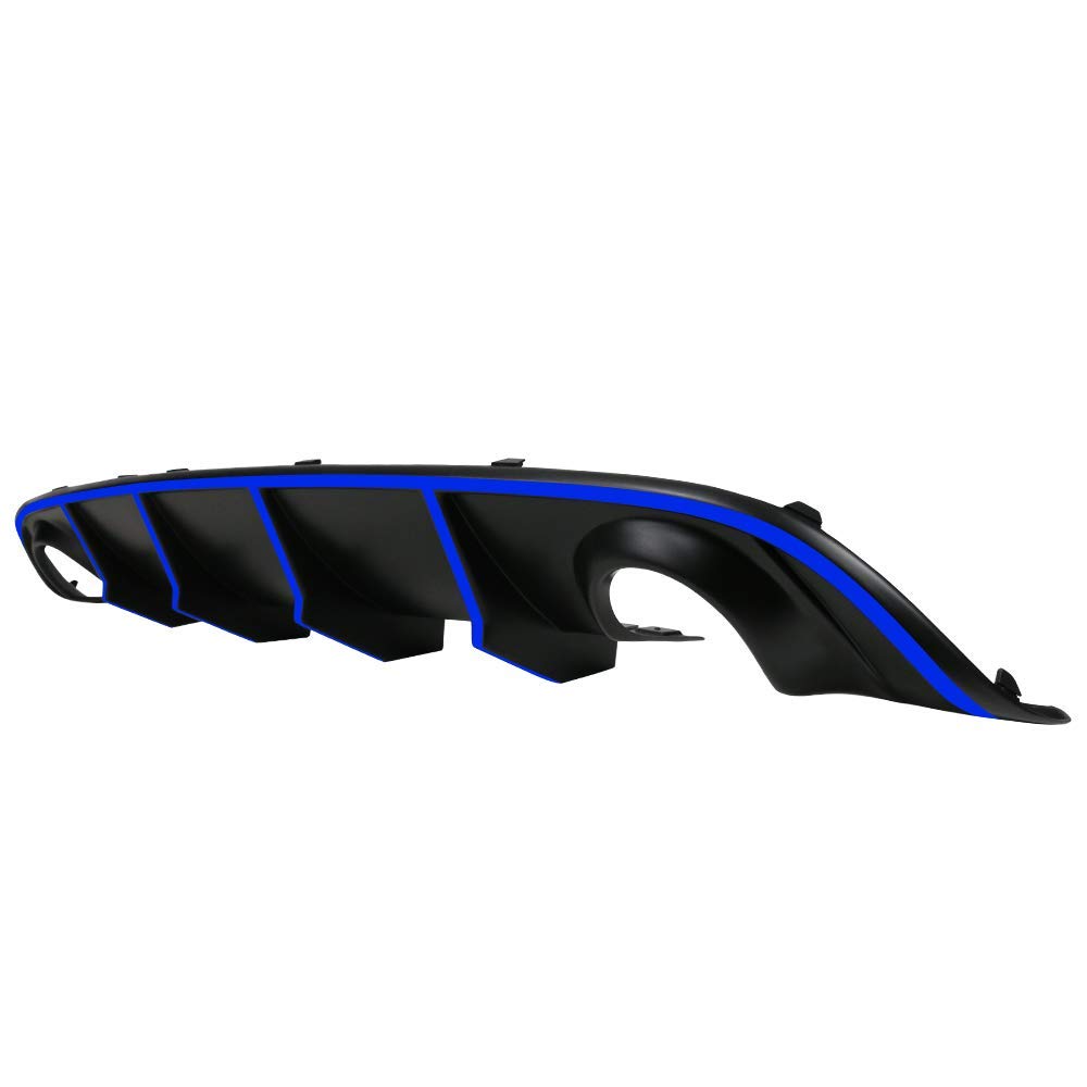 IKON MOTORSPORTS V2 Style Rear Diffuser with Blue Reflective Tape - Compatible with 2015-2023 Dodge Charger SRT | Aggressive Styling Upgrade for Street Racing & Car Shows
