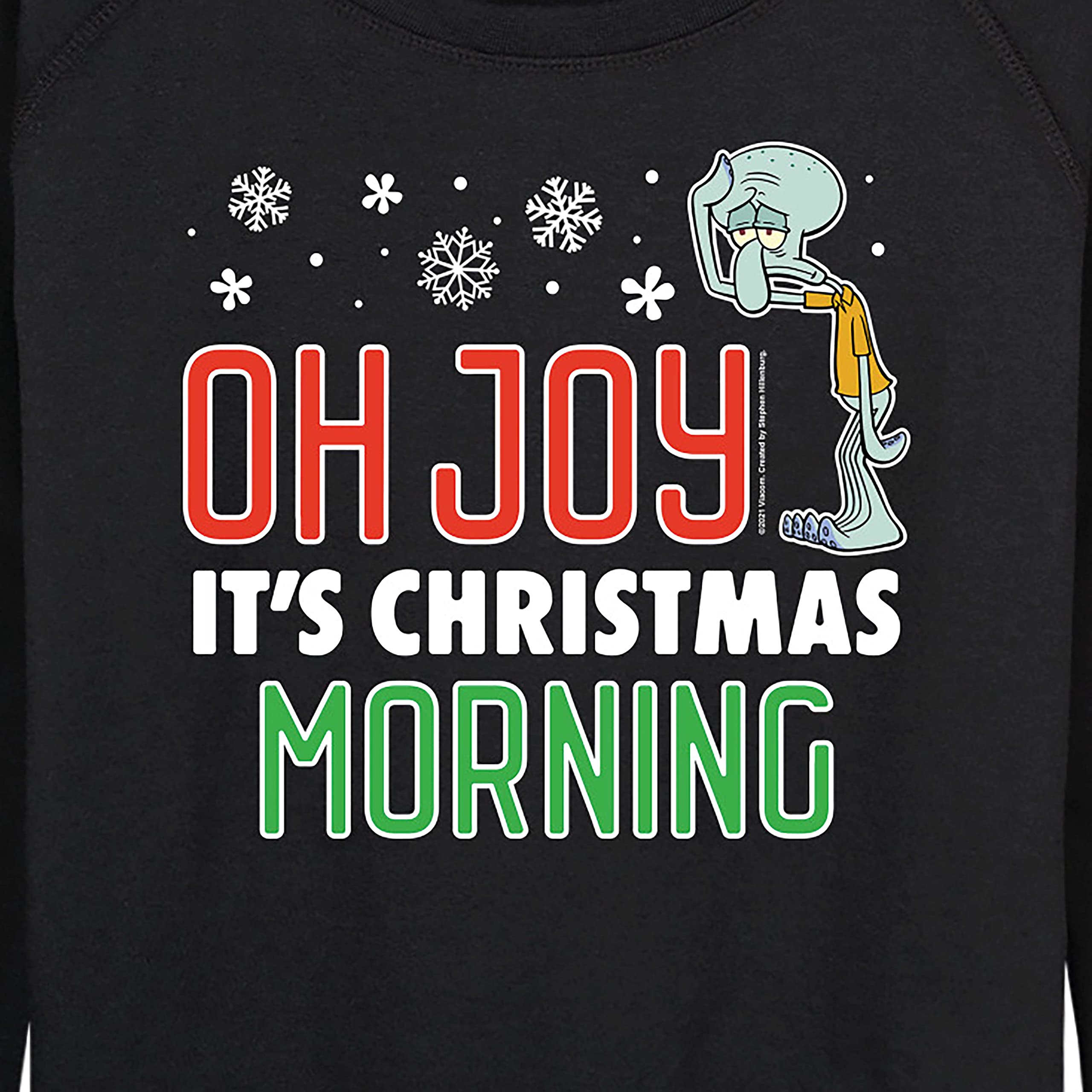 HYBRID APPAREL SpongeBob SquarePants Christmas Morning Women's Lightweight French Terry Pullover Hoodie - Cozy Holiday Sweatshirt for Winter, Xmas Party & Casual Wear