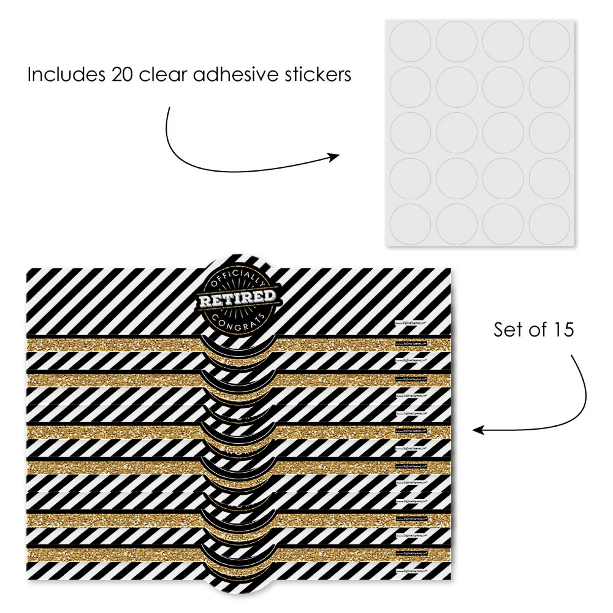 Happy Retirement DIY Party Supplies Set of 15 - Big Dot of Happiness Retirement Party Favors, Wrappers & Decorations - Perfect for Retirement Celebrations, Office Parties & Farewell Events