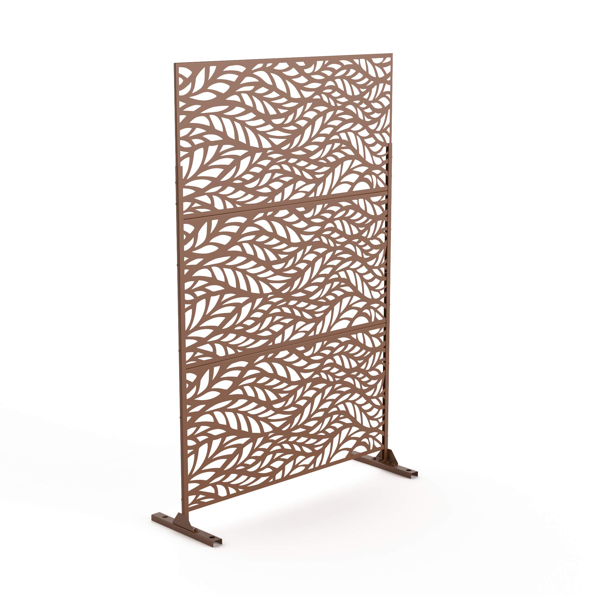 NeuType Decorative Privacy Screen Outdoor Divider with Stand - Laser Cut Metal Corten Steel Panel for Patio, Garden, and Backyard Privacy
