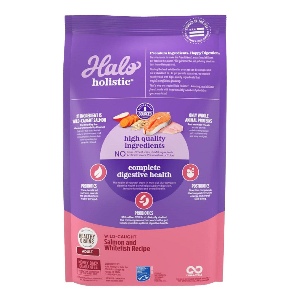 Premium Holistic Healthy Grains Dog Food with Wild Caught Salmon & Whitefish - High Protein Dry Kibble for Adult Dogs - Supports Skin, Coat & Joint Health - Ideal for Active & Sensitive Dogs