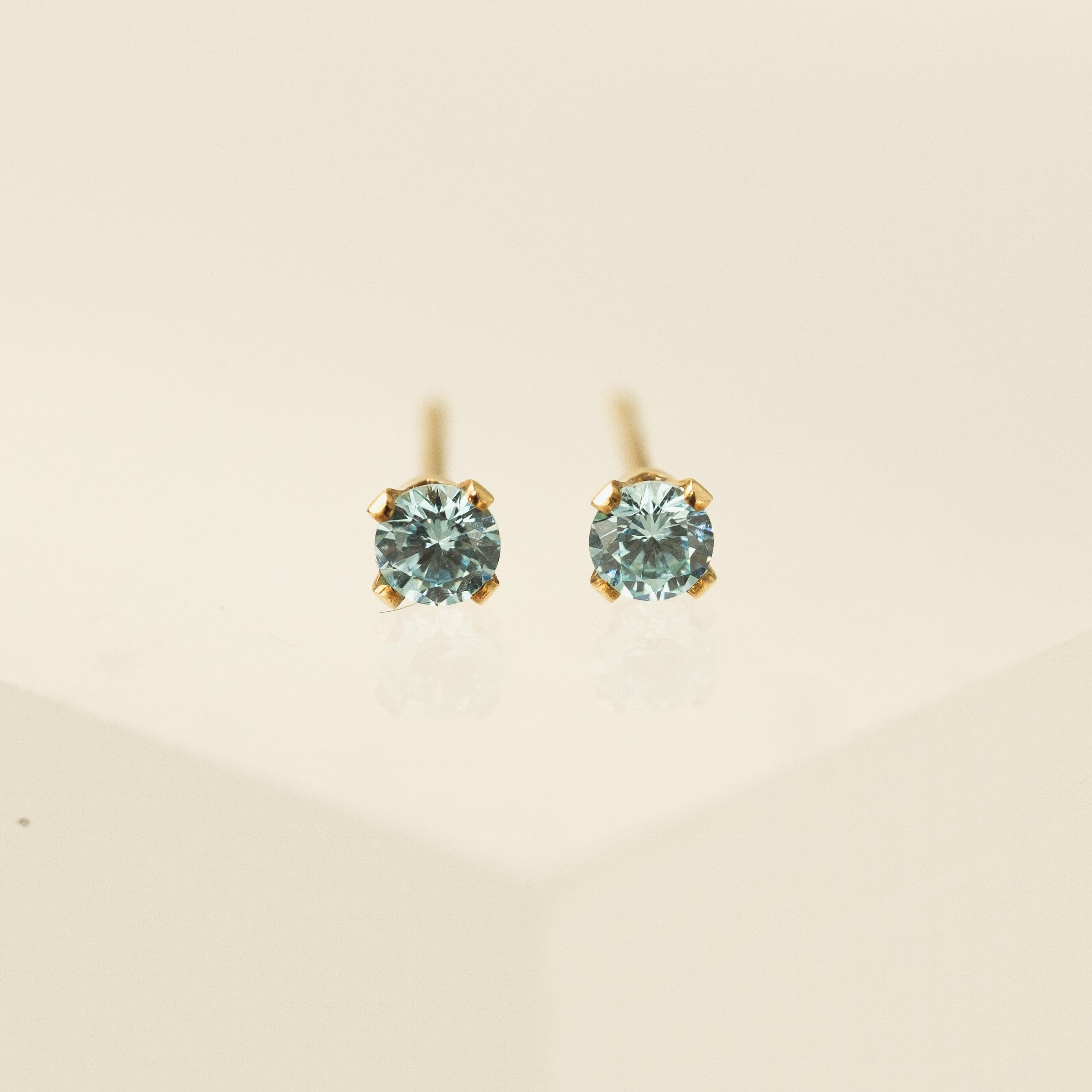 March Birthstone Gold Filled Stud Earrings for Women - Aquamarine Gemstone Jewelry Gift for Birthday, Anniversary & Special Occasions