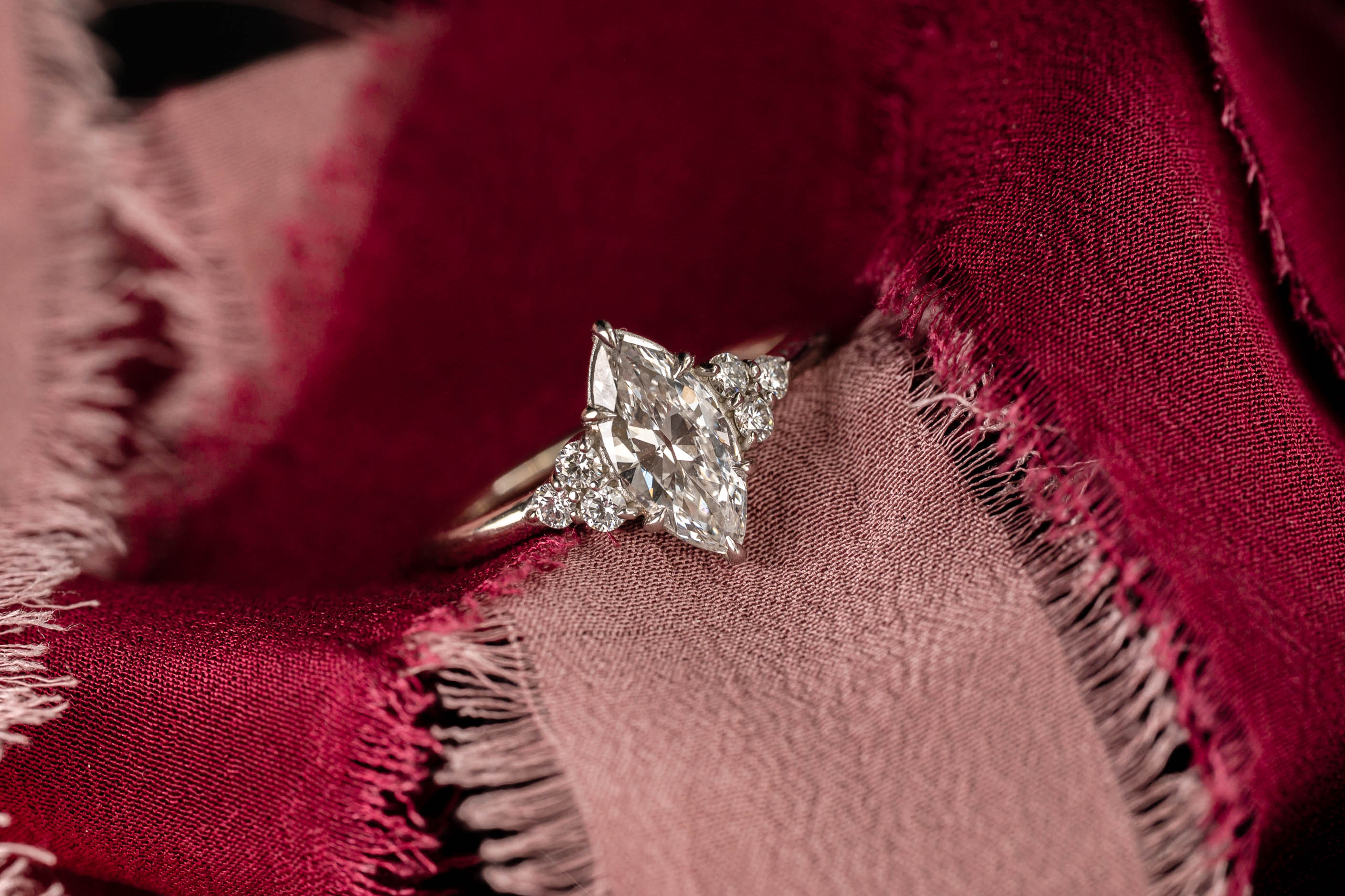 18K White Gold Marquise Diamond Holly Ring - Elegant Bridal Jewelry for Weddings & Anniversaries