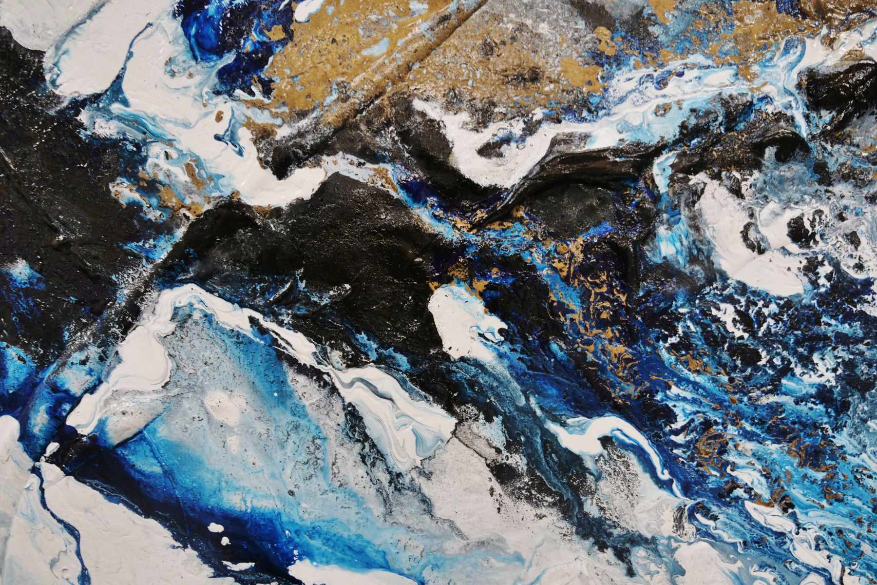 Admiralty 200cm x 80cm Blue Gold Textured Abstract Canvas Art - Modern Large Wall Painting for Living Room, Bedroom & Office Decor