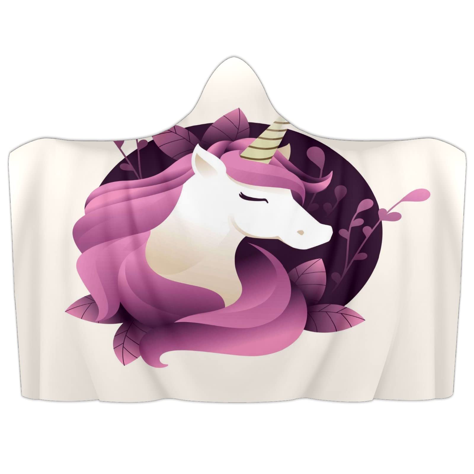 Unicorn Hooded Blanket - Soft Plush Wearable Blanket Poncho for Adults & Kids, 39x51 Inch - Cozy Throw for Bed, Sofa, Movie Nights & Outdoor Camping