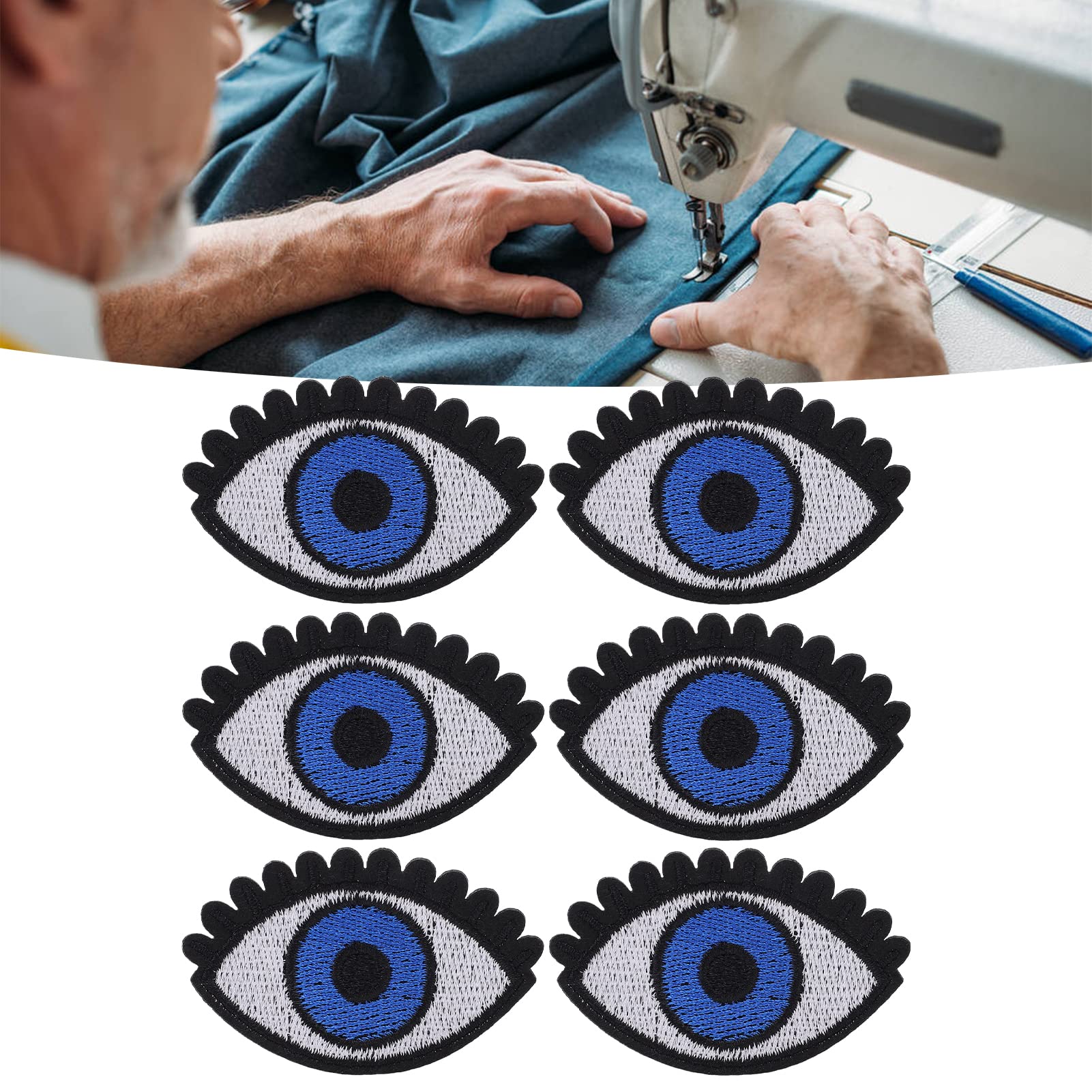 Cyrank 6-Piece Vintage Eye Iron-On & Sew-On Cotton Patches for DIY Clothing, Jackets, Bags & Denim Upgrades