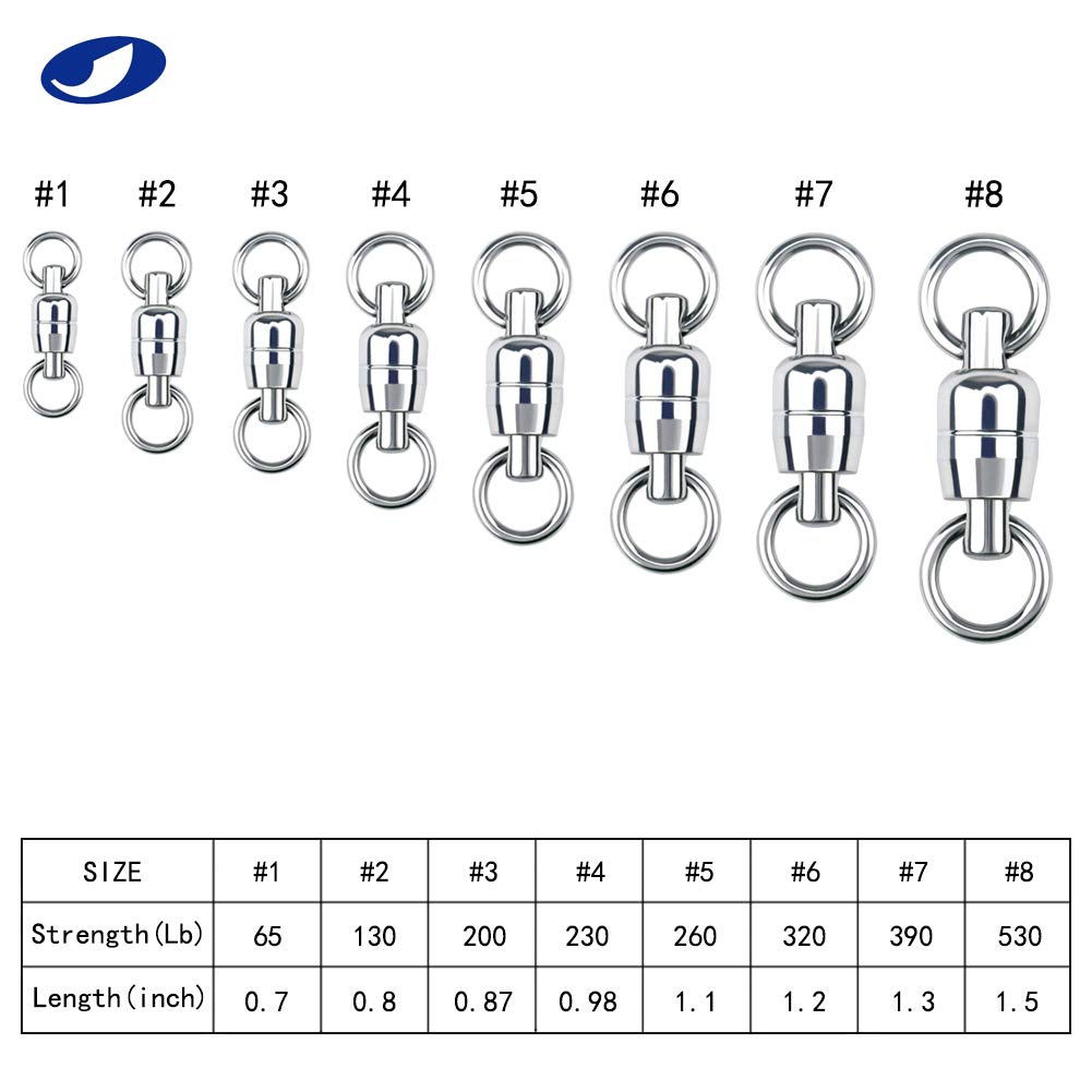 10Pcs OCEAN CAT Fishing Ball Bearing Swivels - Copper & Stainless Steel Welding Rings with Dual Spinning Design - High Strength Saltwater Fishing Tackle Connectors for Quick Lure Line Changes - Perfect for Deep Sea Fishing, Trolling and Surf Casting