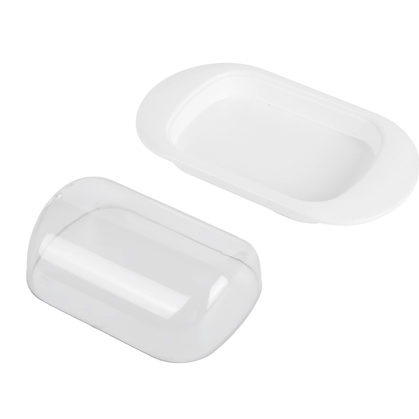 Portable Plastic Butter Dish with Lid - Refrigerator & Countertop Storage Container - White Butter Keeper for Freshness - Perfect for Kitchen, Dining, and Picnic Use